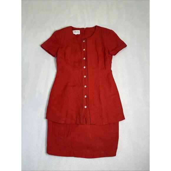 Talbots Dress 4 PETITE Red Sheath Layered Look Linen Blend ￼ - Picture 1 of 11